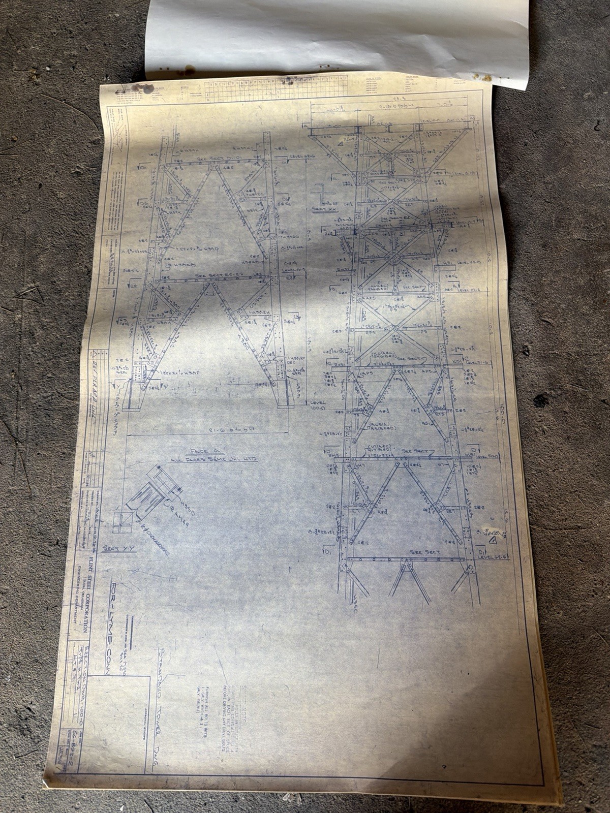 Vintage AT&T Long Lines Tower Blueprints Lot 1960s Flint Steel Lyme CT Original