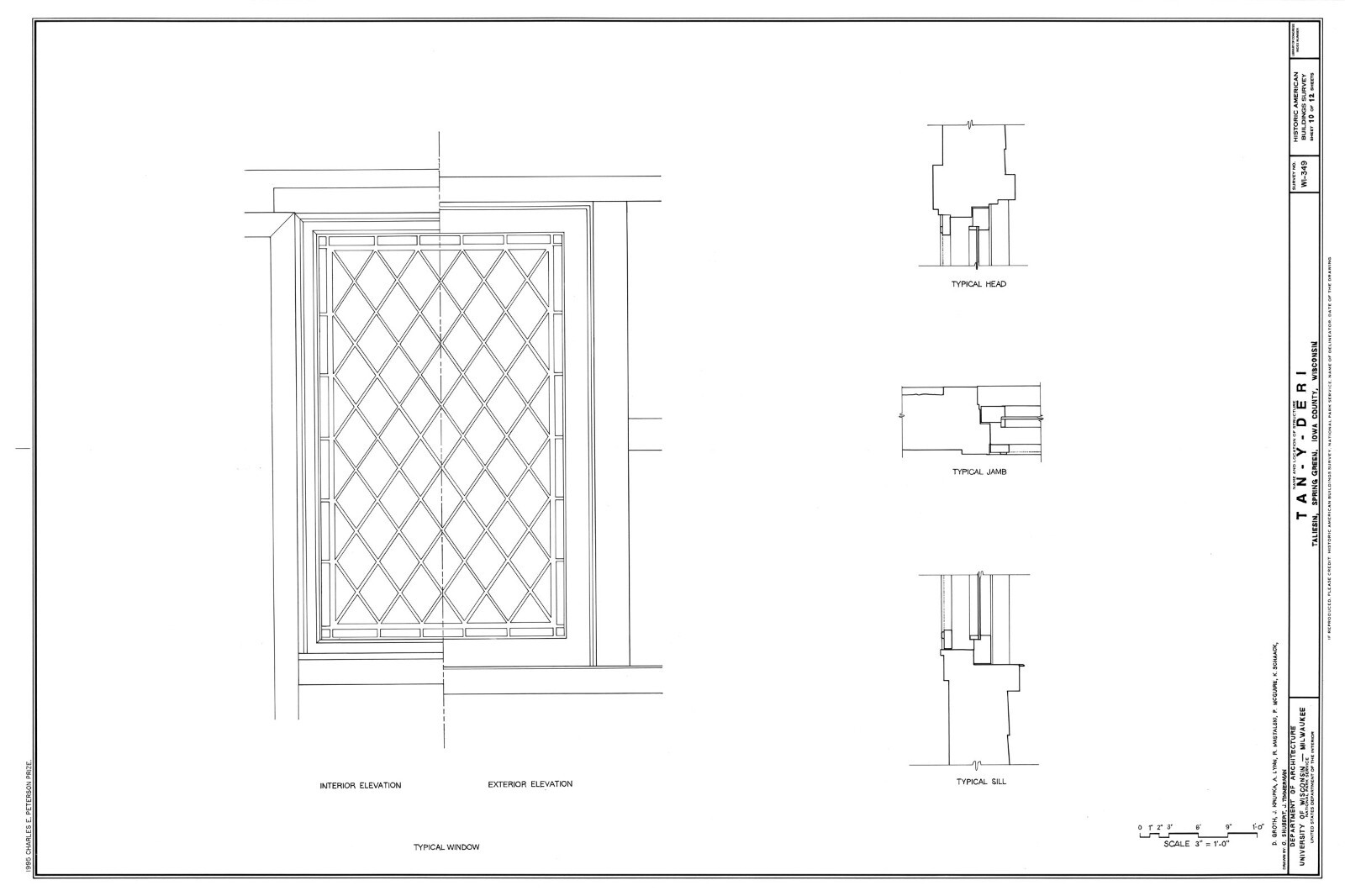 4 bedroom open plan home by Frank Lloyd Wright, printed architectural drawings
