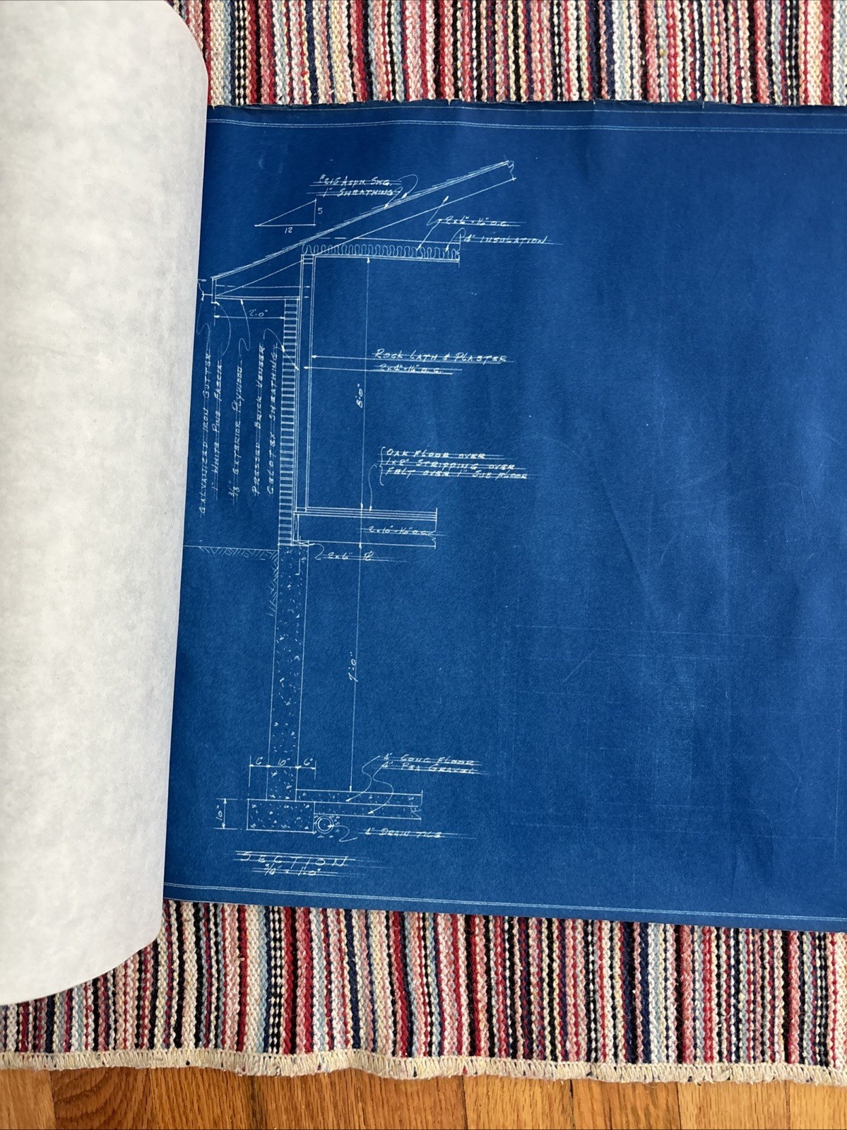 Vintage 1950s Original Blueprints Set – Mid Century Ranch House
