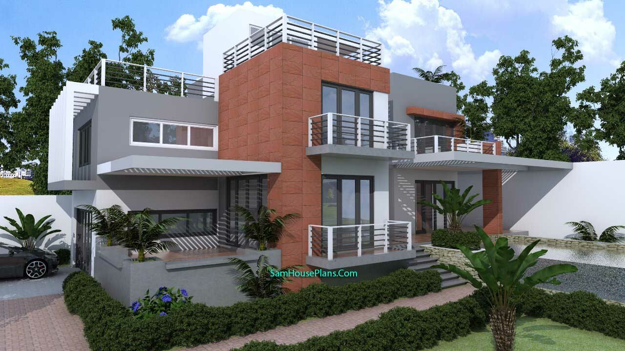 House Plan 10×16 Meter 33×53 Feet 4 Beds 4 Baths Terrace Roof (A4 Hard Copy)