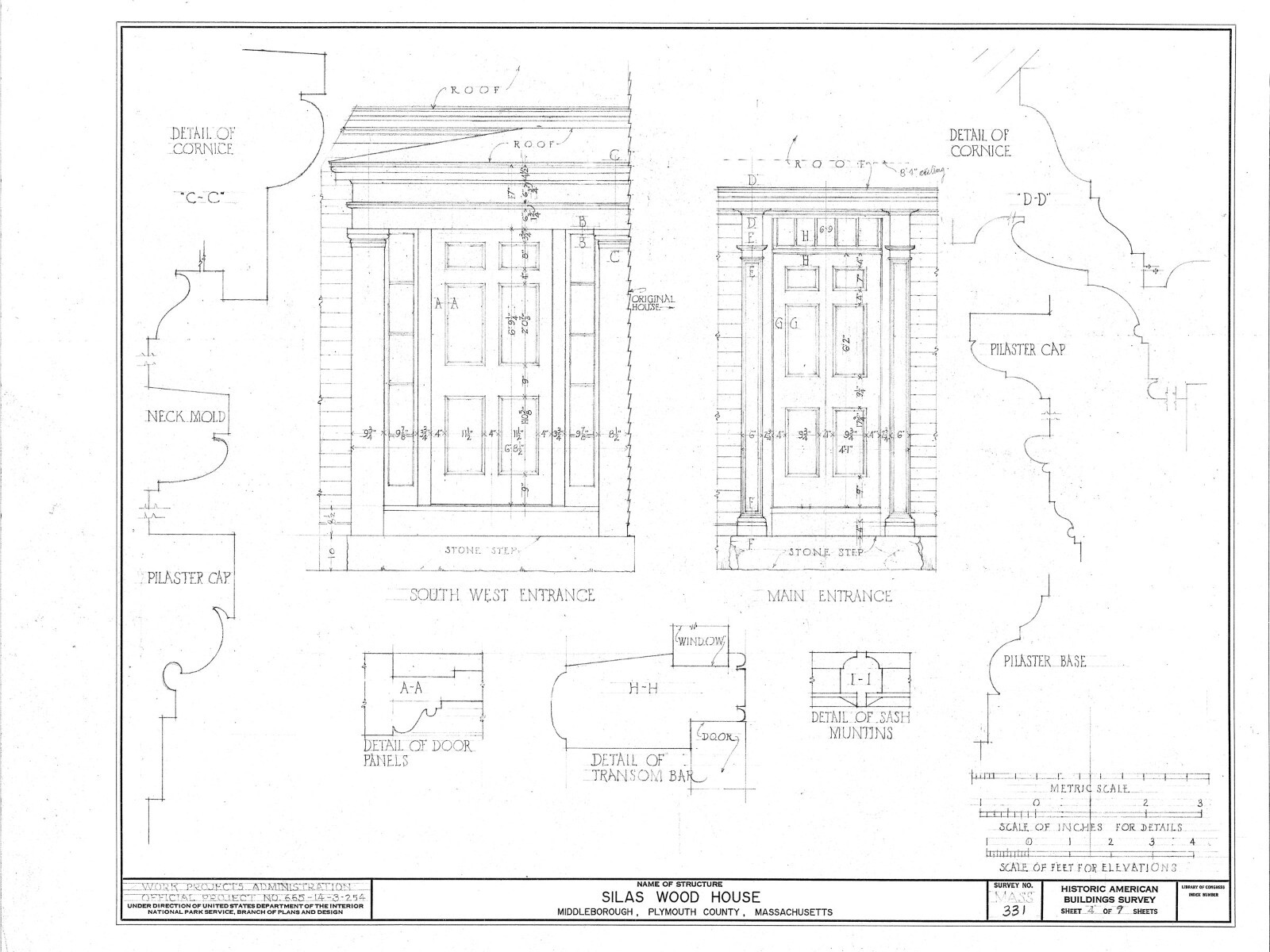 Gambrel roof Colonial home plan, clapboard siding, many rooms, printed drawings