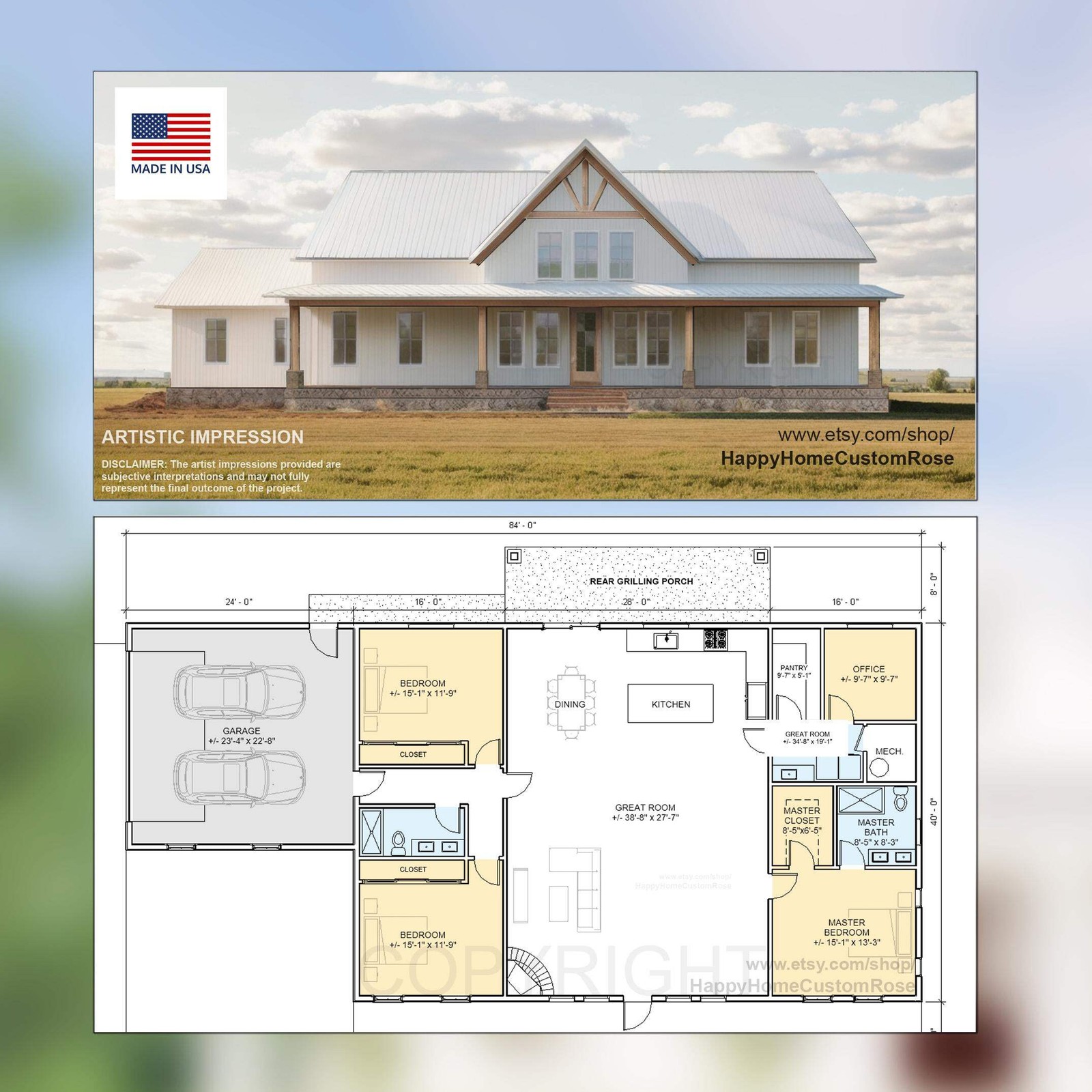 Rocky Ridge Barndominium Modern House Open Plan Design 84 x 40 – 3 Bed 2 Bath –