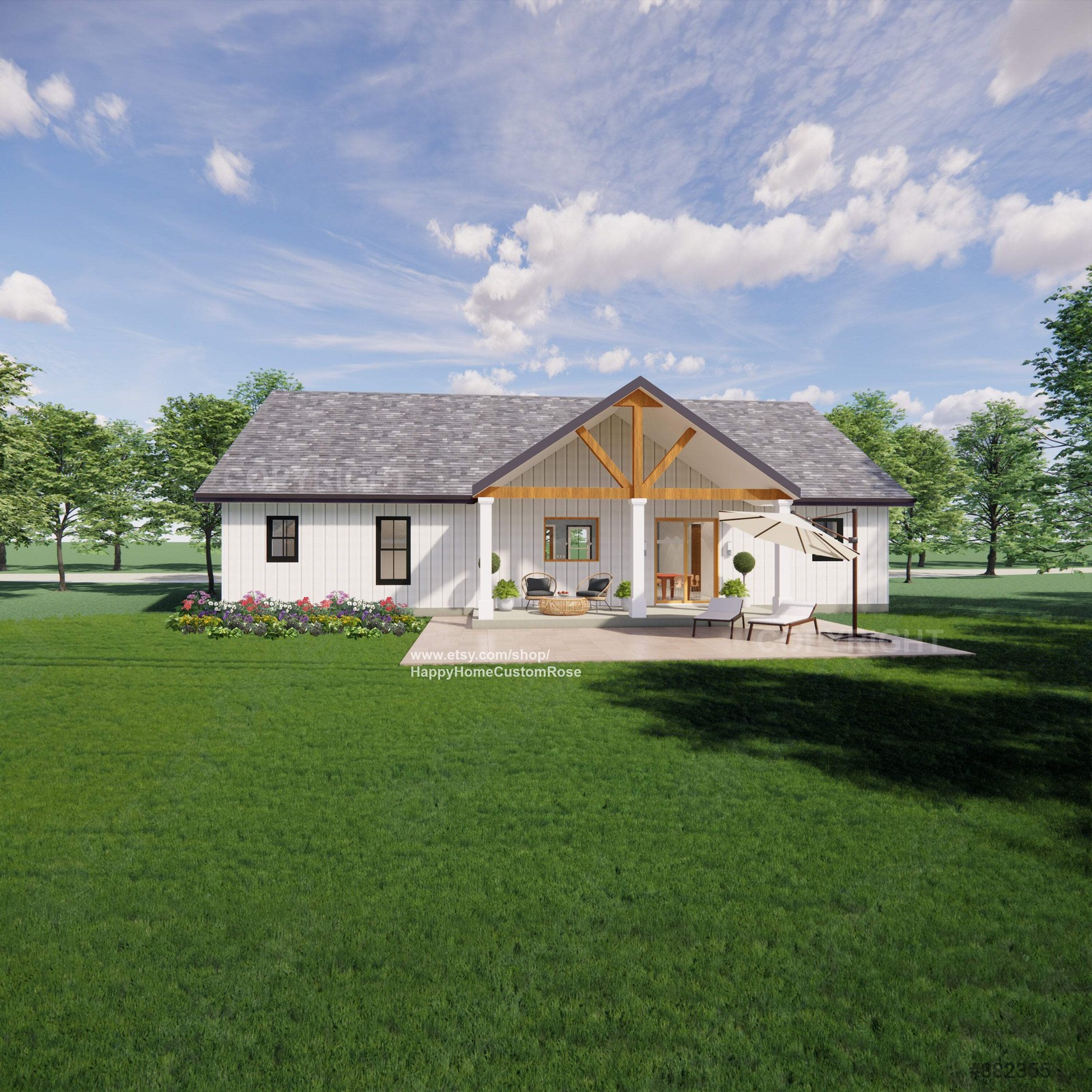 Harvest Farmstead Modern House Open Plan Design 60 x 30 – 3 Bed 2.5 Bath – Drawi