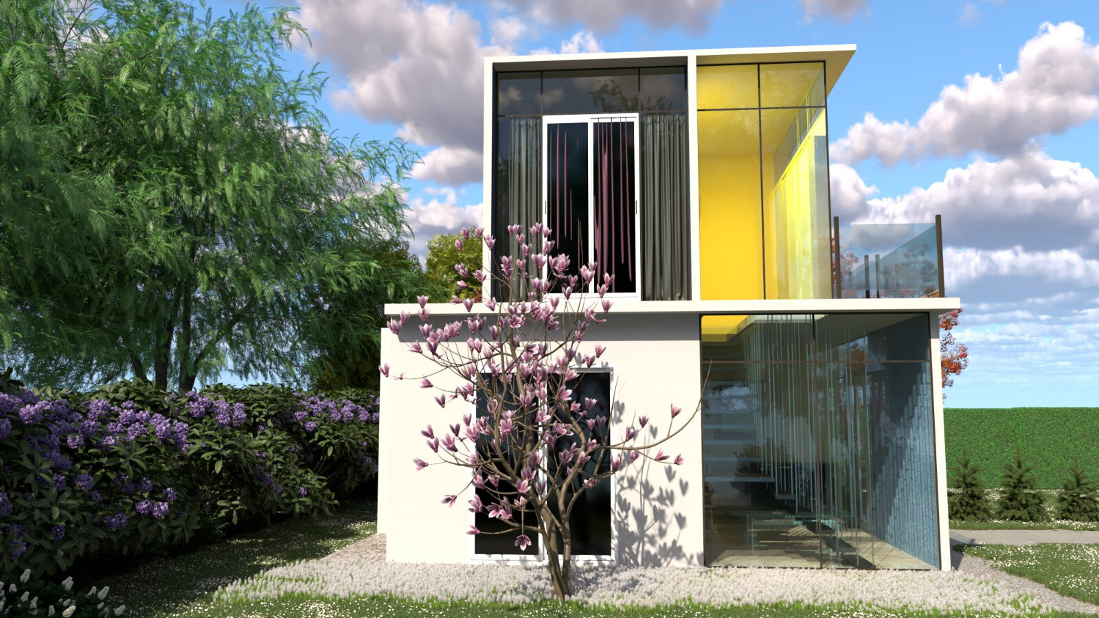 2 Story Modern House Plan with Blueprint PDF, DWG & 3D Design- 900sqft (No 11)