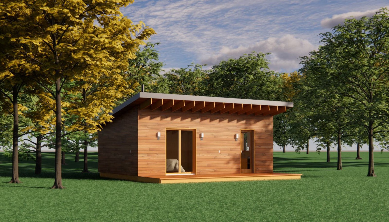 Modern In-Law Suite Plans 19×28 – ADU Cabin – Guest House Blueprints