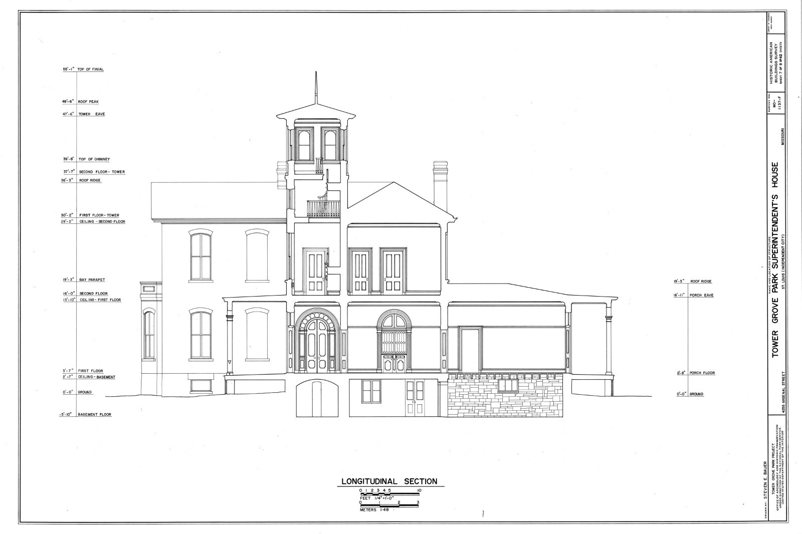 Italianate Victorian house, tower, porches, printed architectural drawings