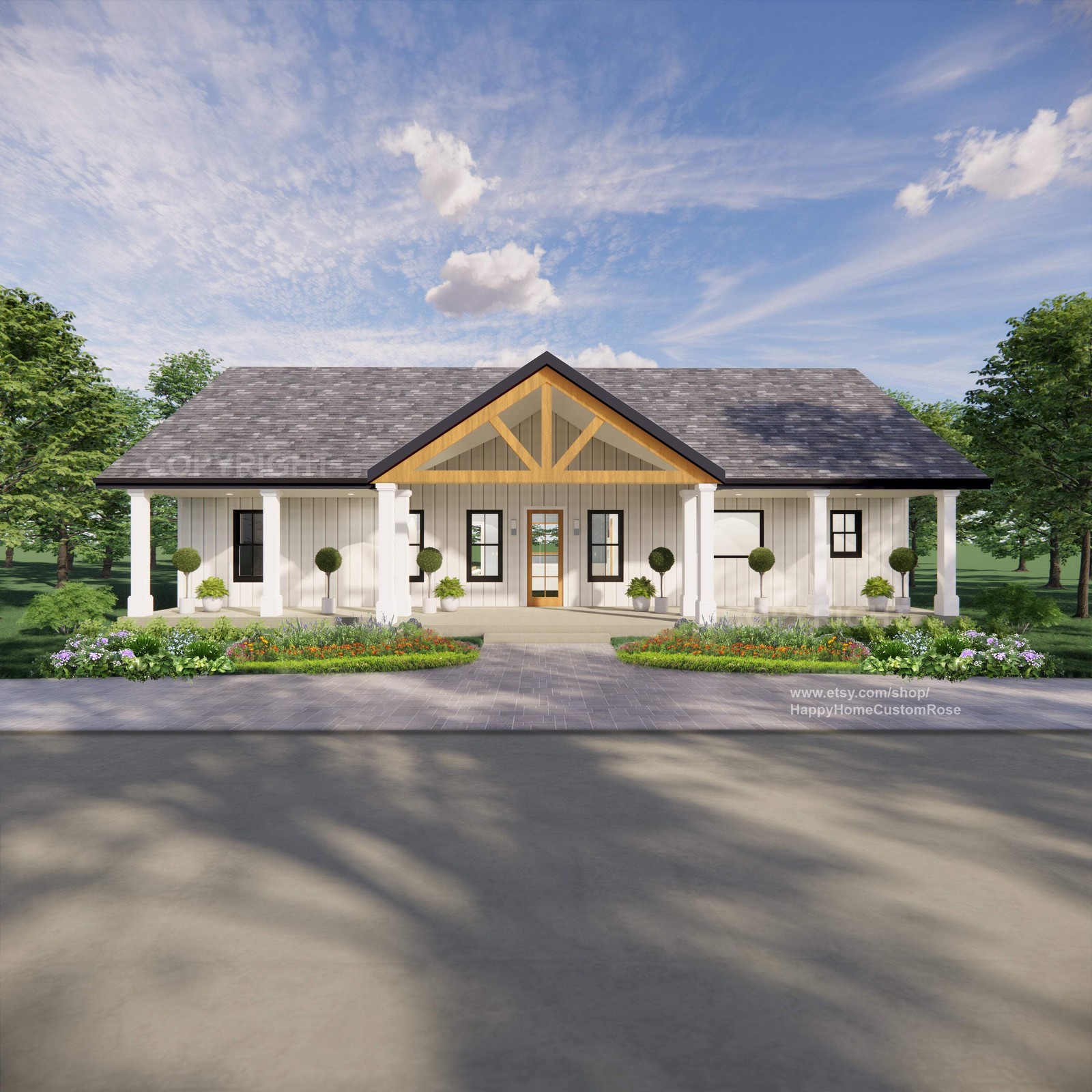 Harvest Farmstead Modern House Open Plan Design 60 x 30 – 3 Bed 2.5 Bath – Drawi