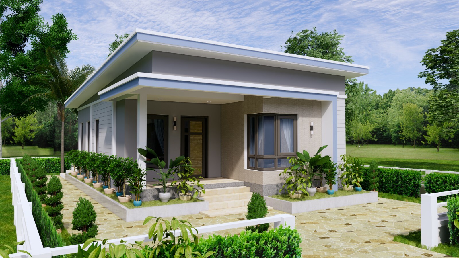 Small House Plans 7×11 Meters 23×36 Feet 2 Beds 2 Baths Shed Roof (A4 Hard Copy)