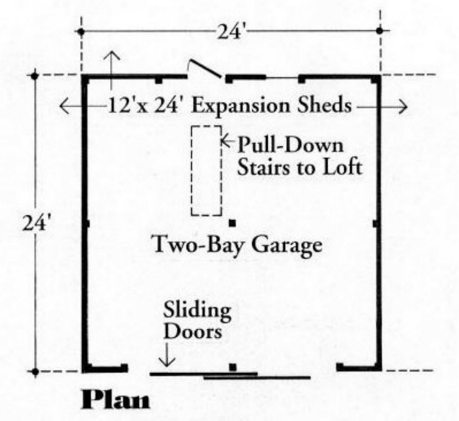 Two-Bay Car Barn Plans with Lofts – 3 Different Sets of Pole-Barn Plans (G2)