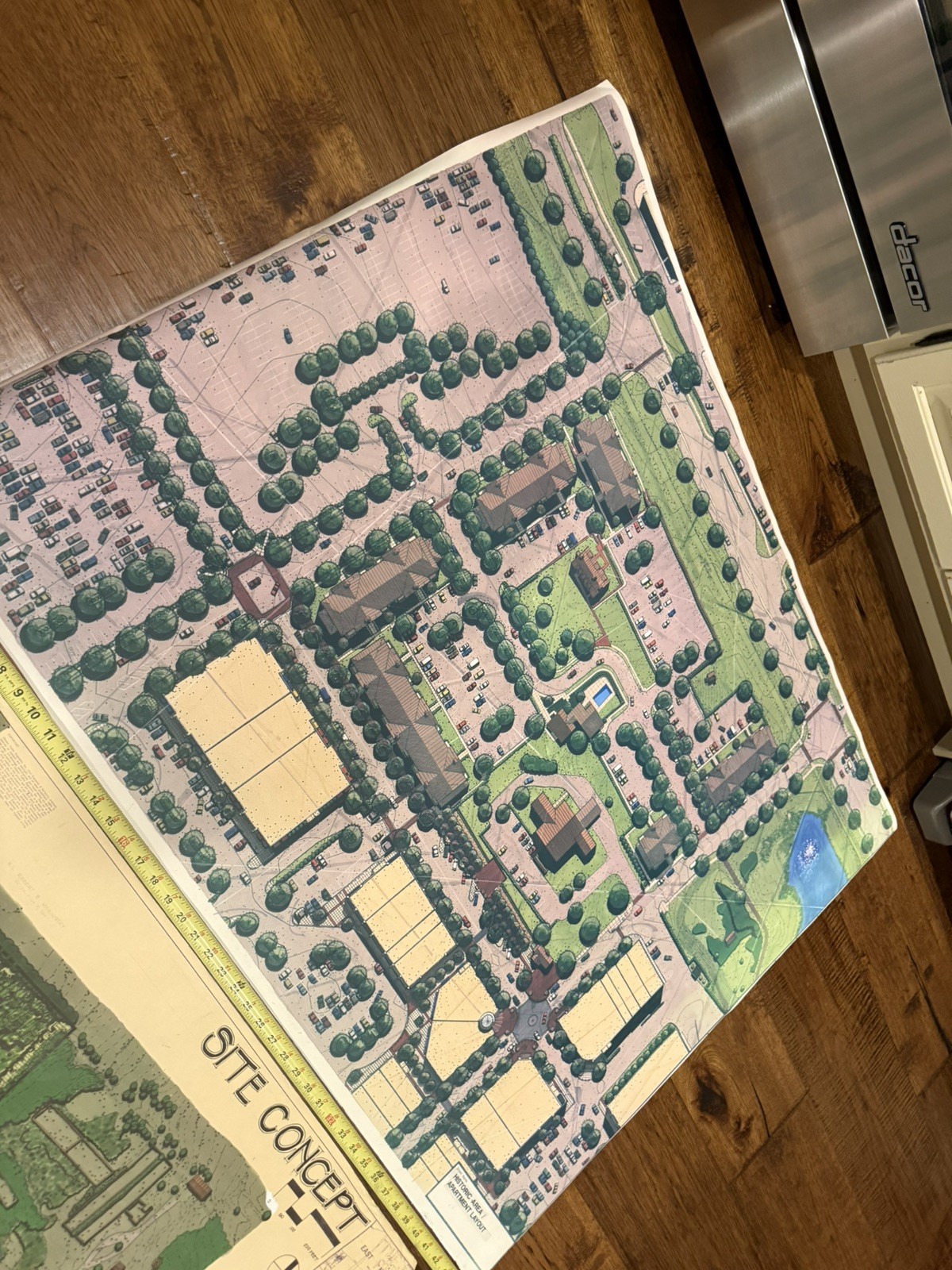Large Architectural Site Plan Rendering Mixed-Use Development Concept 30×40