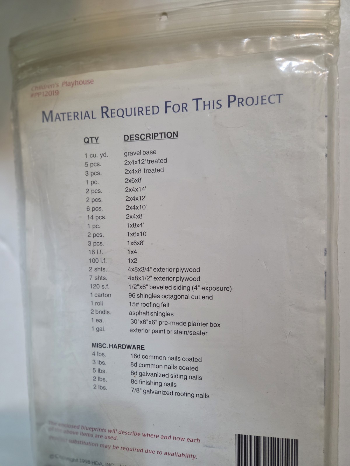 Do It Yourself Children’s Playhouse Blueprints Plans Instructions MaterialsList
