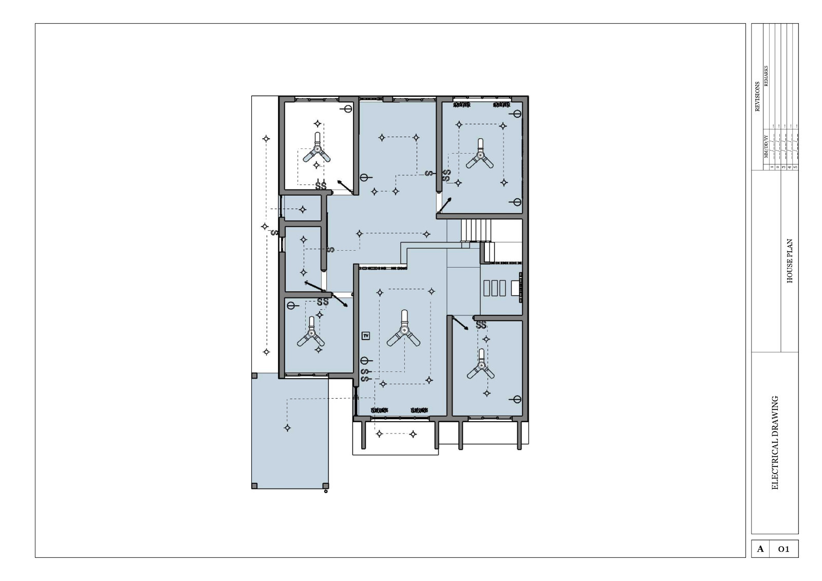 Modern House Plan/4 Bedroom, BR & Kitchen Drawing(44’x34’) with CAD file & PDF