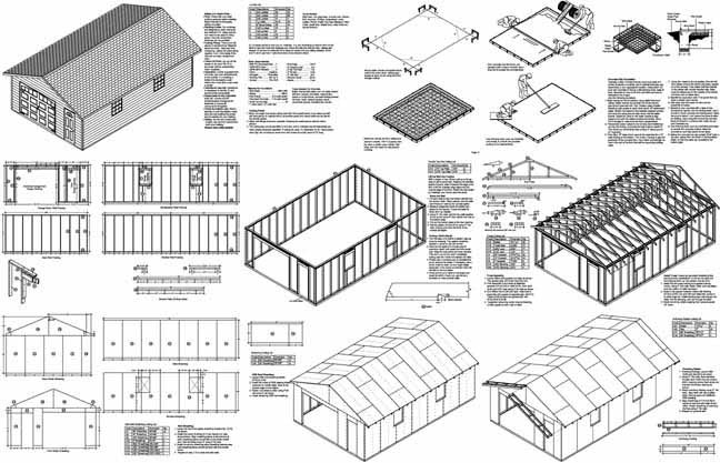 18 x 28 Car Garage / Workshop Shed Building Plans, Material List Included #51828