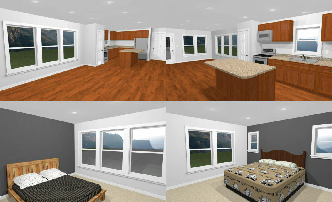 46×48 House – 2 Bedroom 2 Bath 1 RV – 1,157 sqft – PDF Floor Plan – Model 2