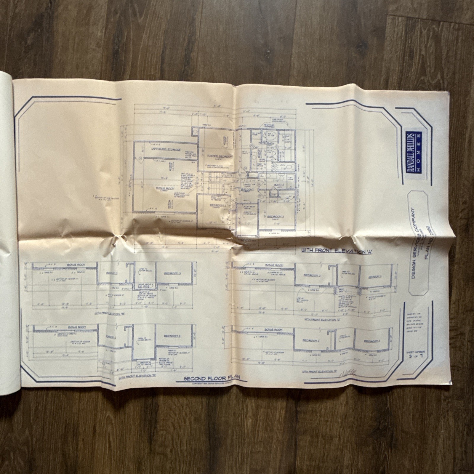 2-Story Colonial Gable-Front House 3 Bed 2.5 Bath 14page ORIGINAL Blueprint 1994