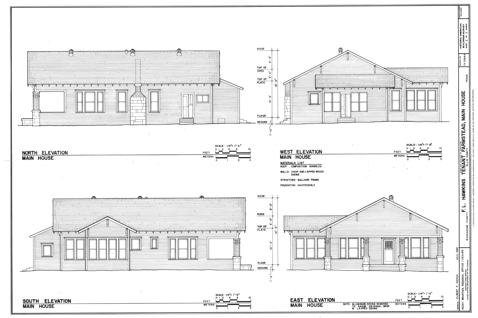 Traditional Bungalow, porch, 1 story, 2 bedrooms, printed architectural plans