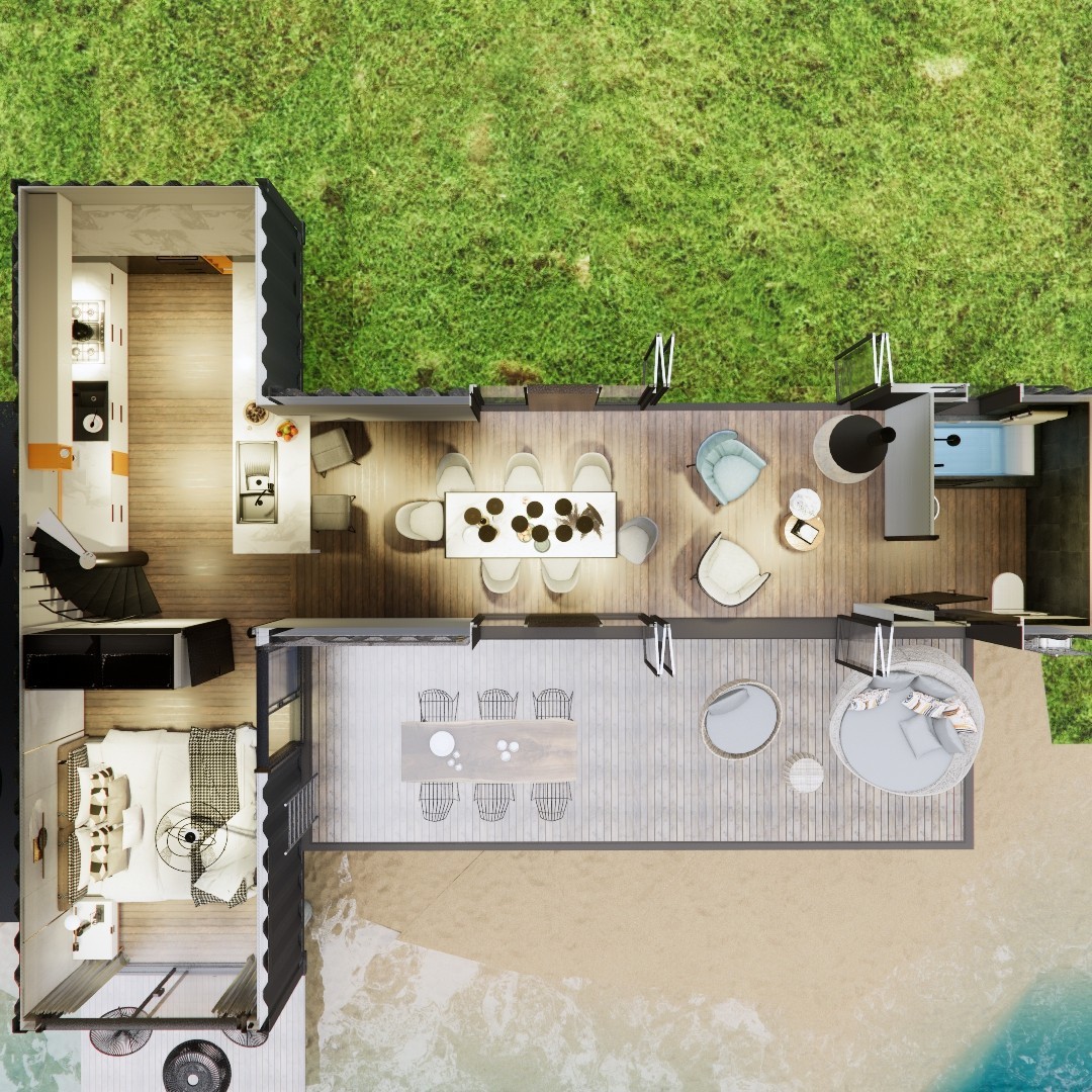Container house plans – 2 bedrooms – 2 bathrooms – Digital PDF File