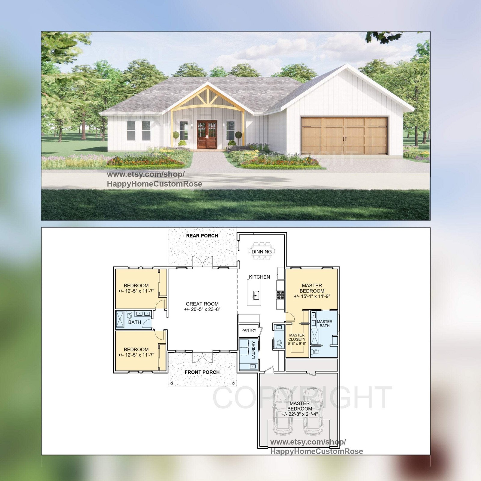 Riverside Farmhouse House Plan – 2005 SF, 3 Bed 2.5 Bath – Modern Open Floor Pla