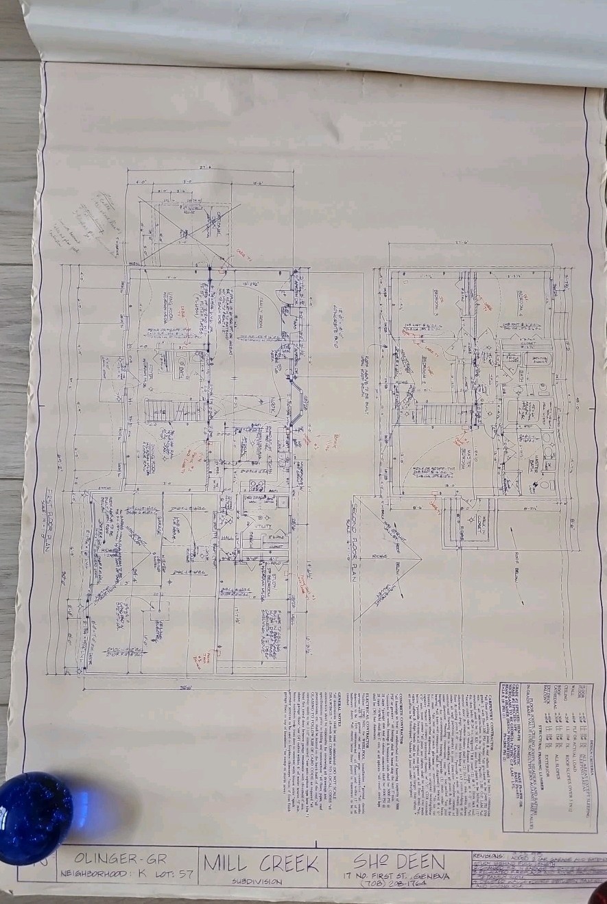 1995 Home Builder Blueprints Architectural Drawings Set Of 3 w Revisions SHODEEN