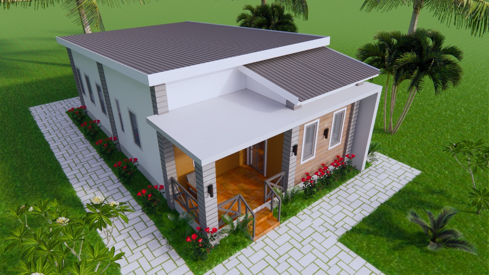 20×36 Feet Small House Design 6×11 Meter 3 Bed 2 Bath Shed Roof (A4 Hard Copy)