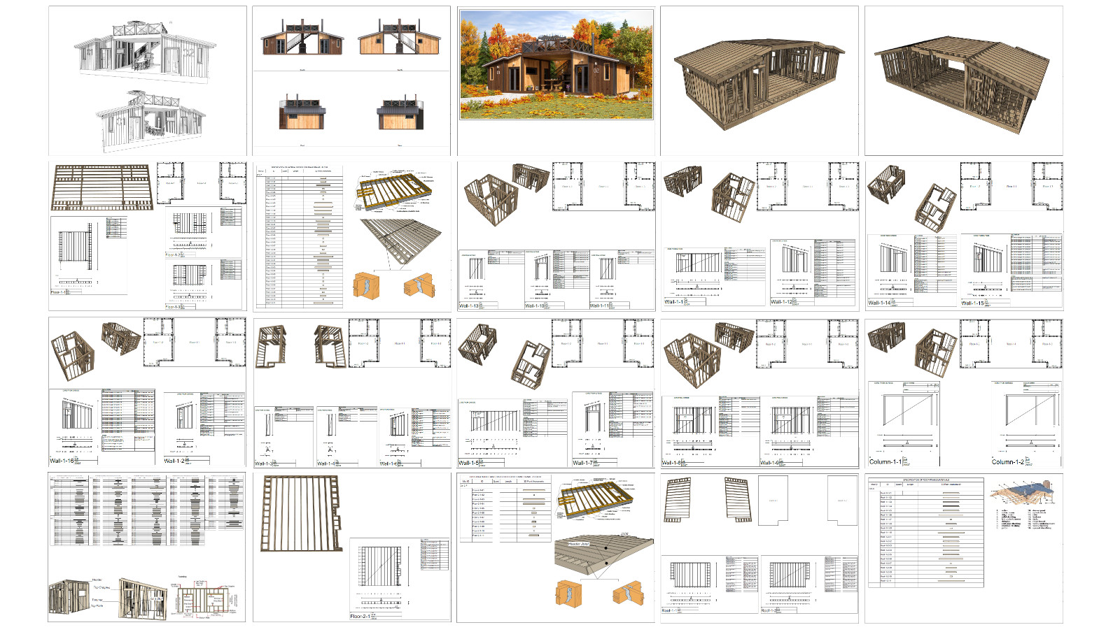 38’x18’ Double Tiny House, 1-Bed, 1-Bath Architectural Build Plans PDF Download