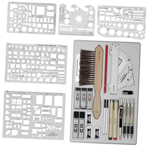 30PCS Professional Drafting Tools & Geometry Set with Case, Architect 30 PCS