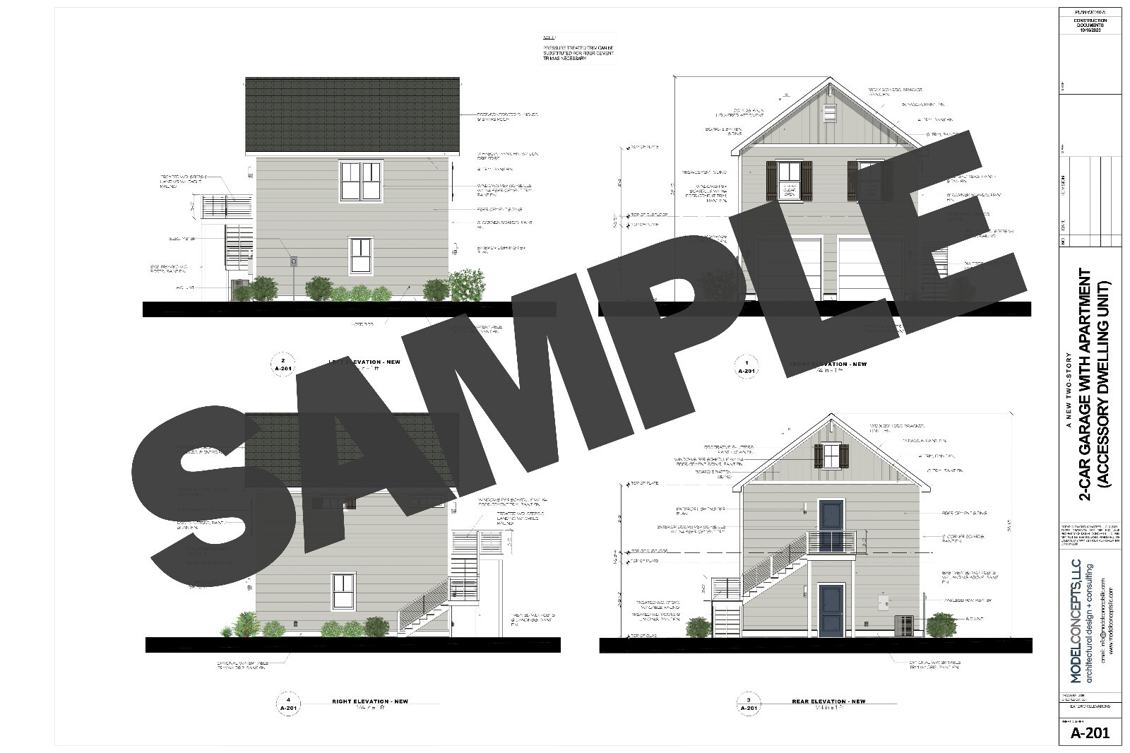 Garage Apartment (ADU) – 1 BR/1BA w/ Loft – Full House Plans, Blueprints #30010A