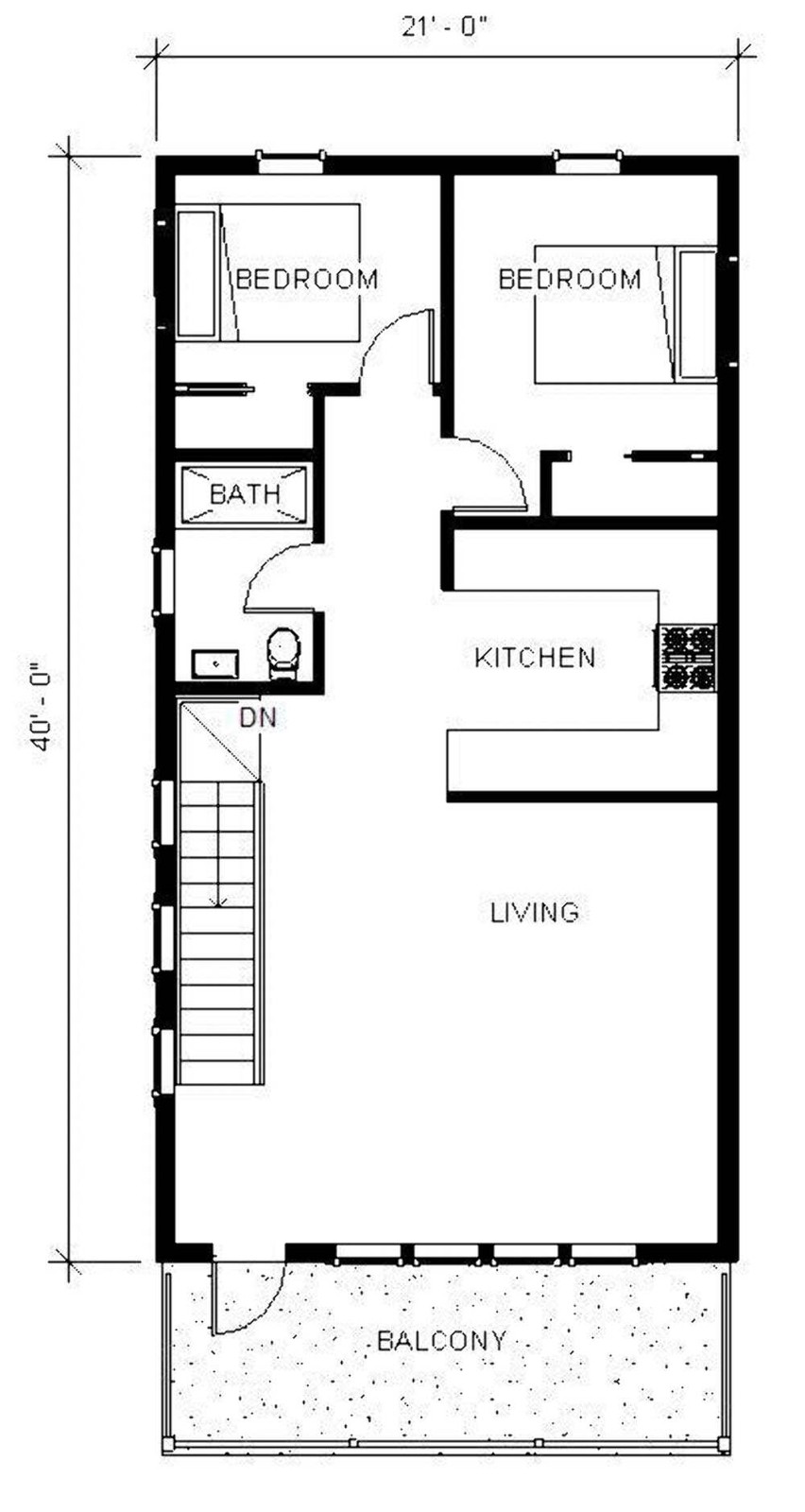 Tall Cypress I Two level (21×40′) Custom House Plans and Blueprints
