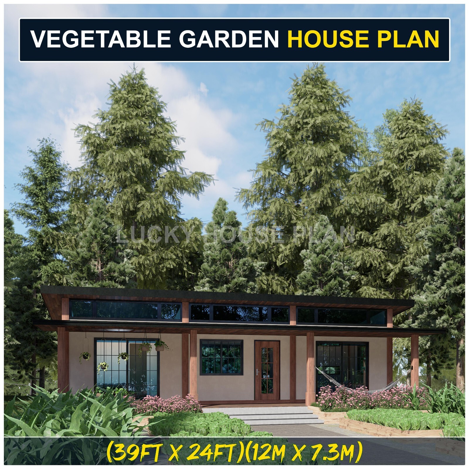 Custom House Plan (Vegetable Garden) 1BedRoom 1Bathroom,PDF+CAD File+3D SketchUP