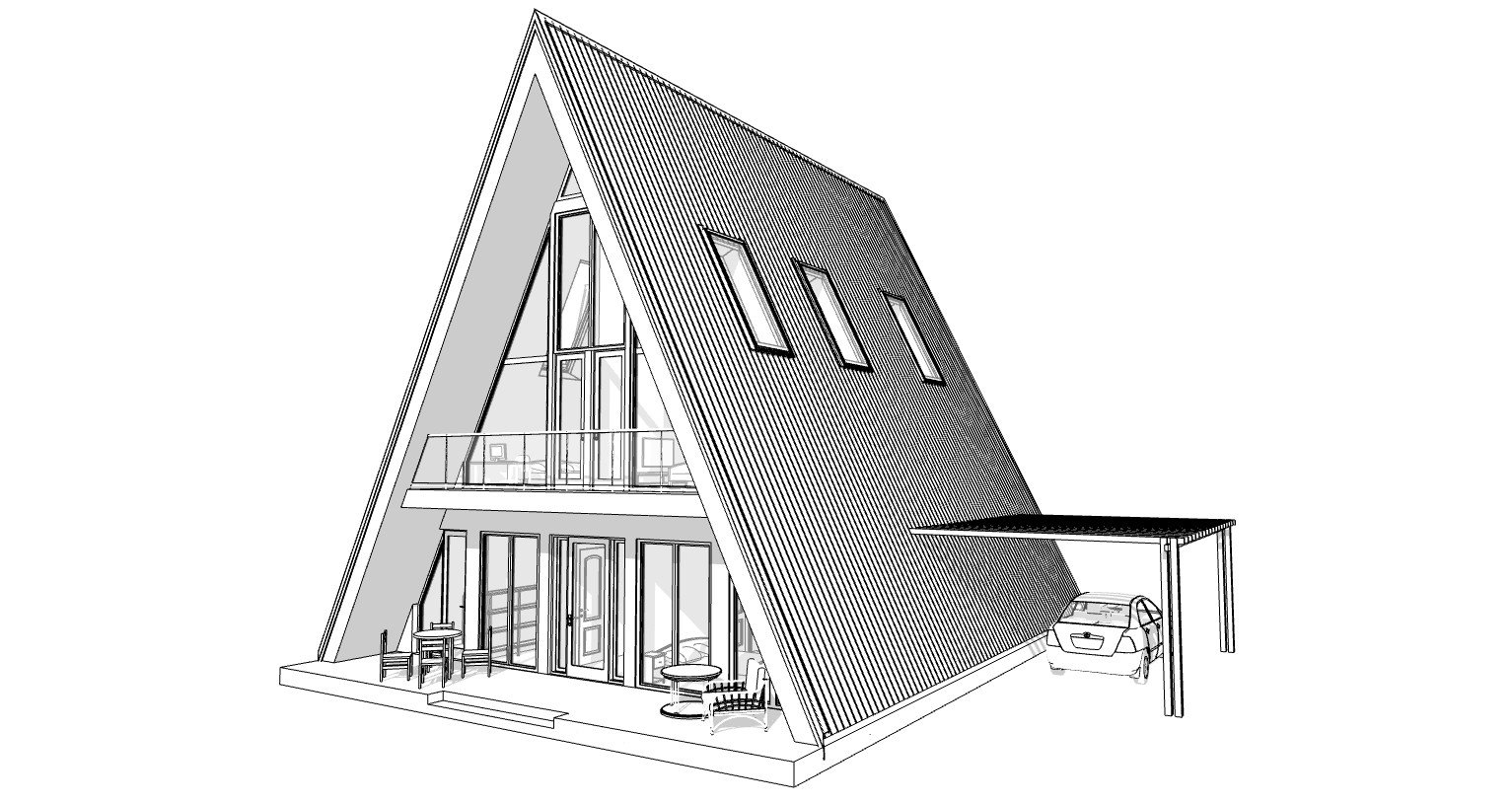45’x57’ 4 Beds, 2 Baths A-Frame Cabin Architectural Build Plans PDF.