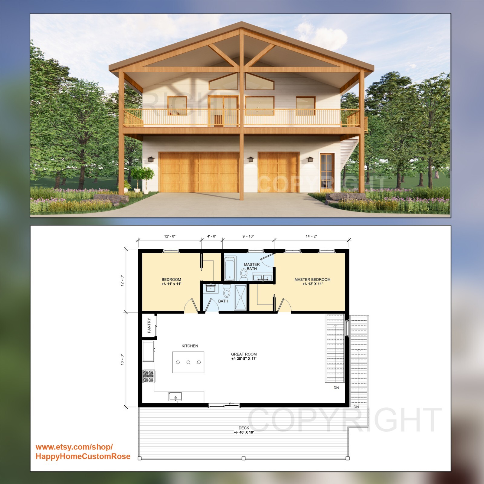 Big Sky Barndominium House Plan Blueprints – 2 Bed 2 Bath 2400sf – 3 Garage