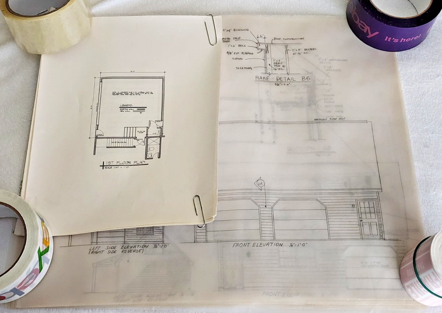 1989 Vintage 2 Story Double Car Garage Addition 18 Page Paper Blueprint Plan
