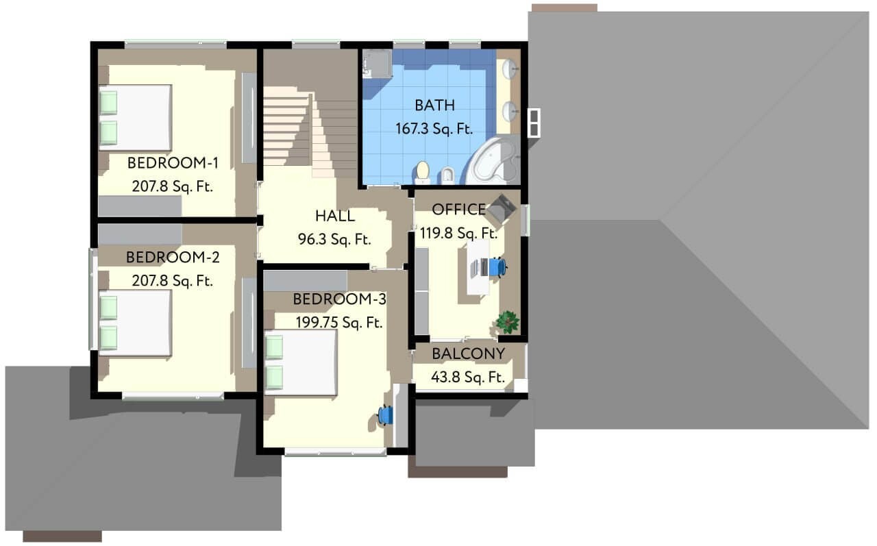 72’x42’ 3 Beds, 2 Baths Elegant Cottage Architectural Build Plans PDF Download.