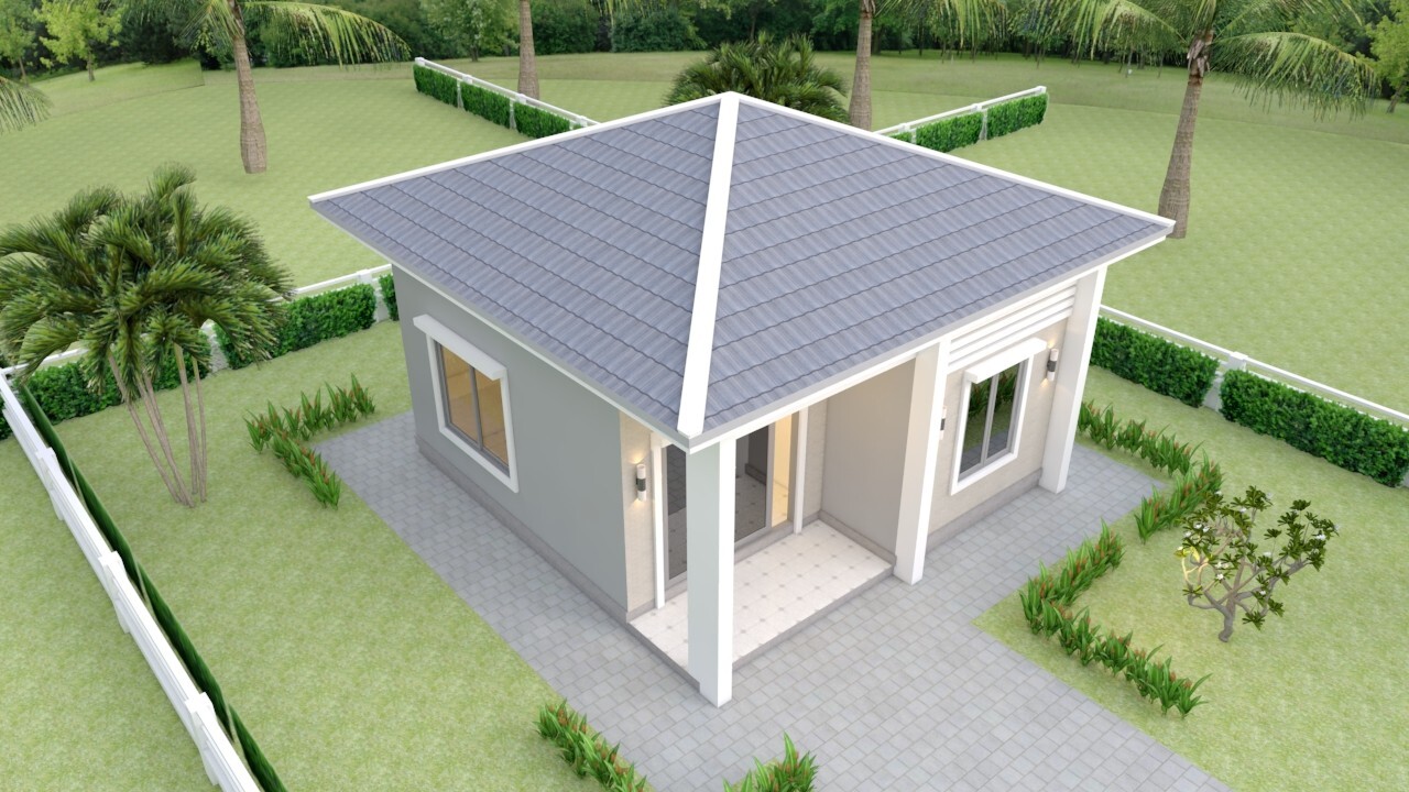 21×21 Feet Tiny House Plans 6.5×6.5 Meter 1 Bed 1 Bath Hip Roof (A4 Hard Copy)
