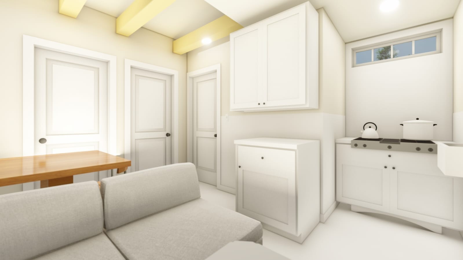 6x5m Tiny Home Plans – 2 Bedrooms, Washroom, Living Room, Mini Kitchen Design