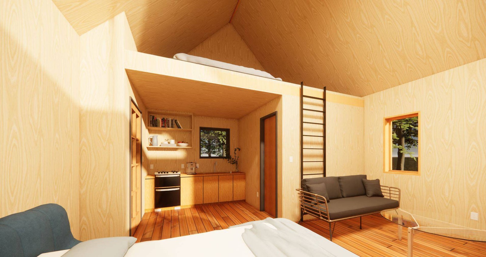 Modern ADU Cabin Plans 20×19 – Yosemite Guest House – Tiny Home Blueprints