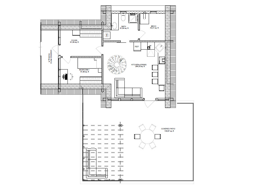 42’x49’ 2 Beds 1 Bath Small A-Frame Cabin Architectural Build Plans PDF Download