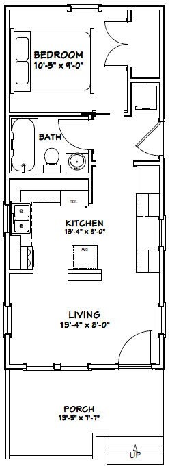 14×32 Tiny House — 447 sq ft — PDF FloorPlan — Model 1N