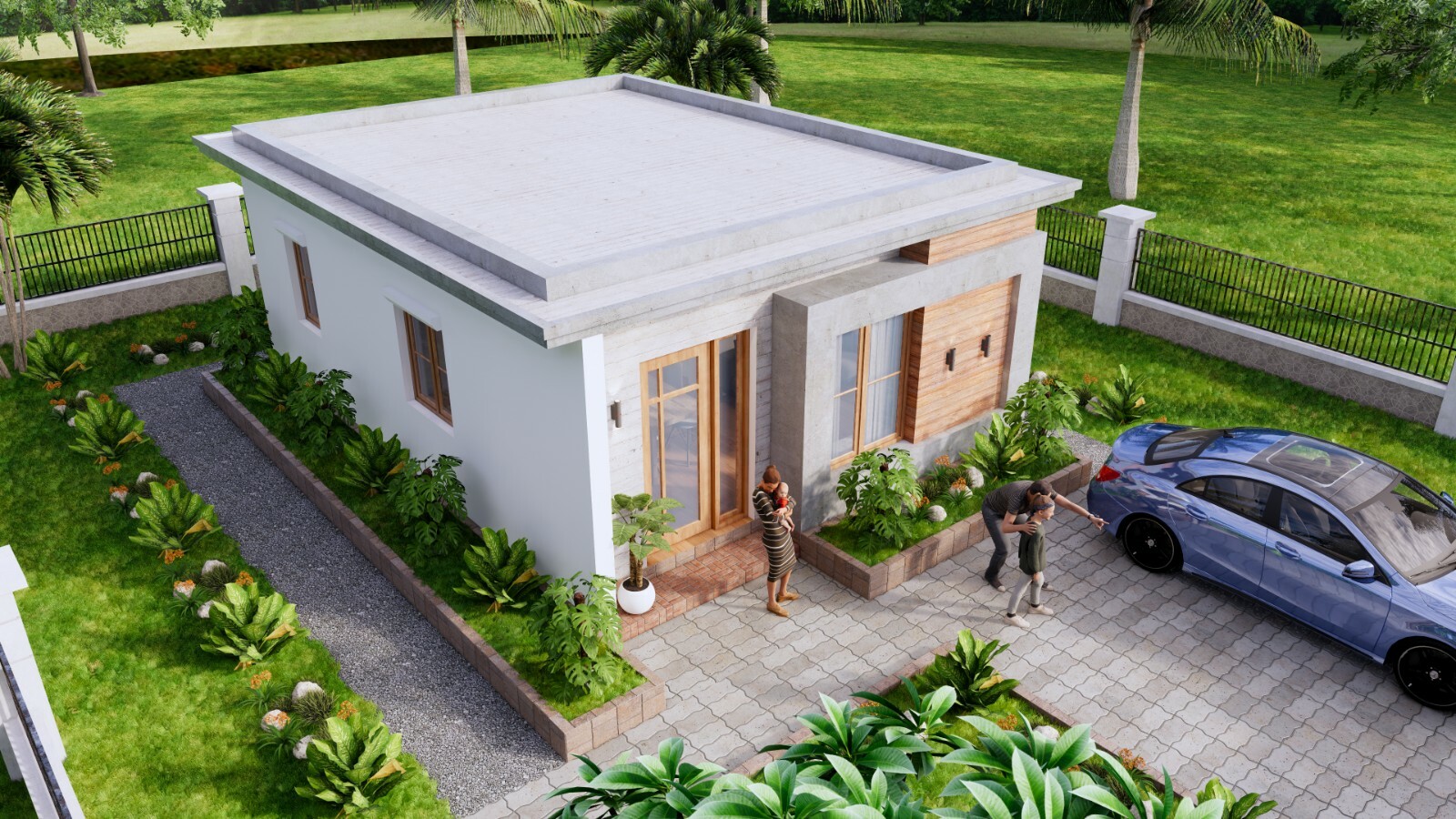 20×26 Feet Small House Plans 6×8 Meter 2 Bed 1 Bath Flat Roof PDF (A4 Hard Copy)