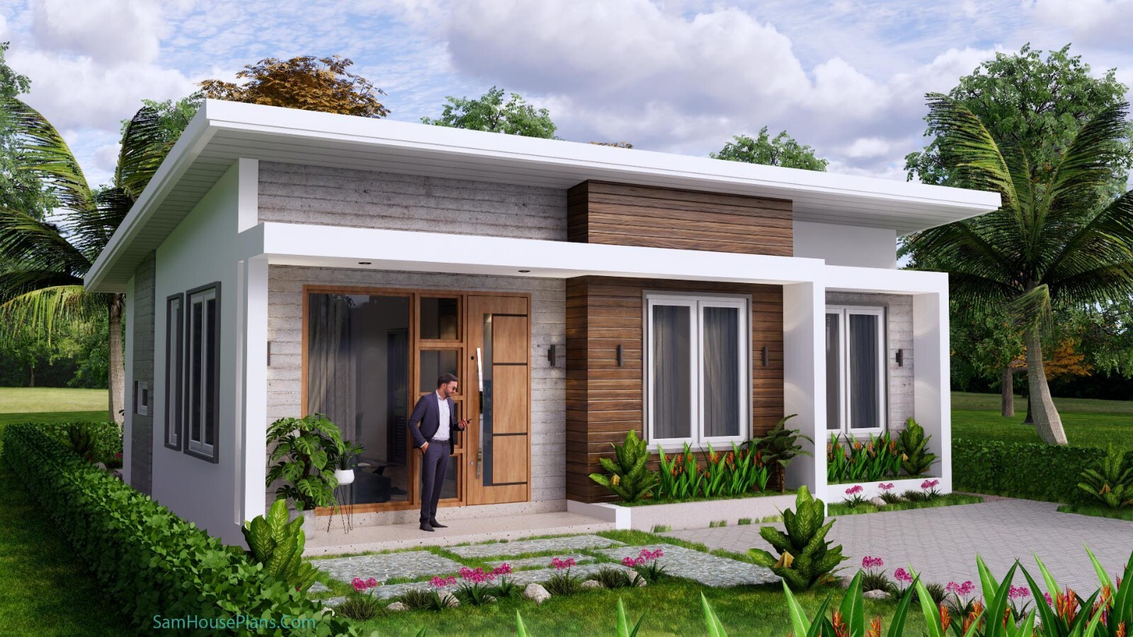 33×27 Feet Small House Plan 10×8 Meter 2 Beds 2 Baths Shed Roof (A4 Hard Copy)