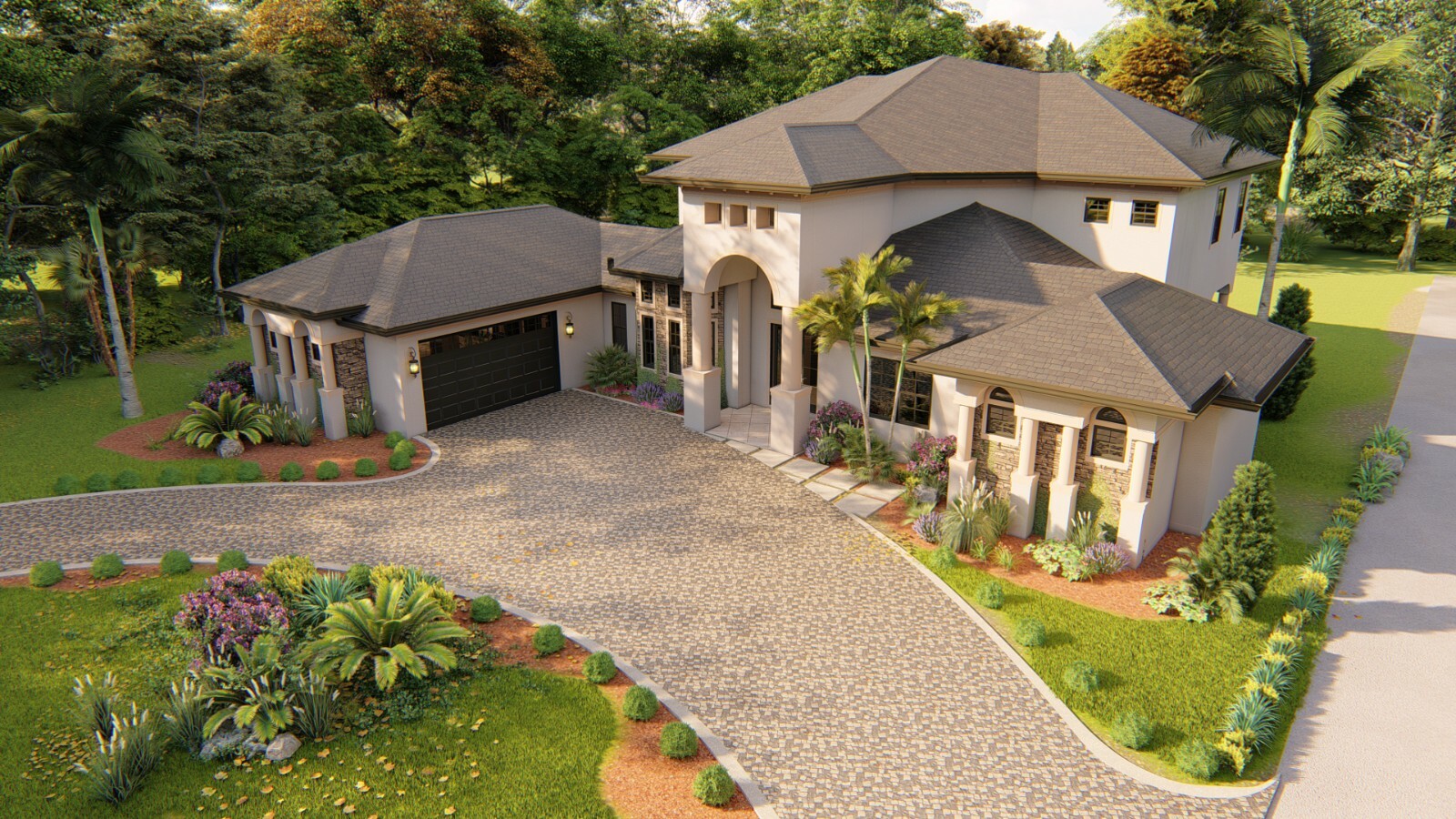 CADFILE BLUEPRINTS MEDITERRANEAN TWO STORY HOUSE PLAN ARCHUP #105M