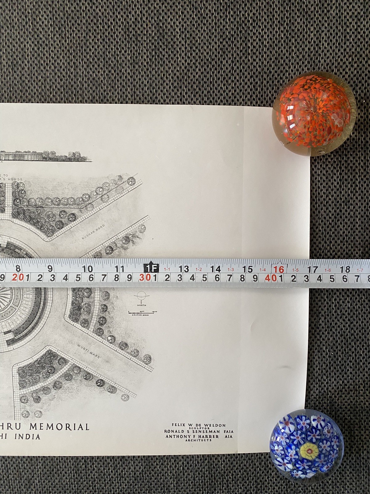 Vintage Felix De Weldon Personal Plans Blueprint Nehru Memorial New Delhi India