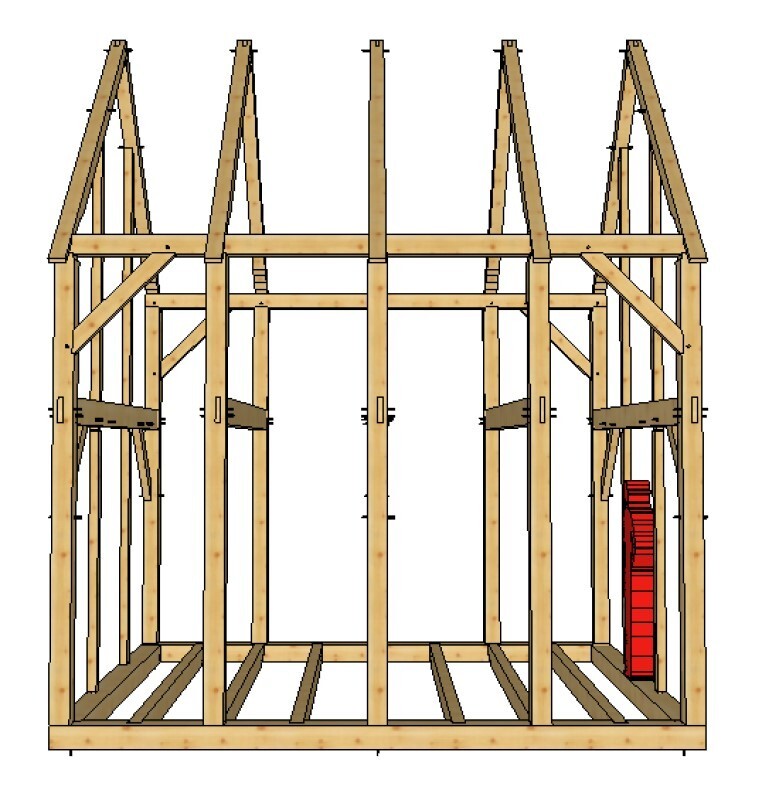 Timber Frame Shed/Barn Plans size 14′ x 16′, printed plans on 8 1/2×11 new