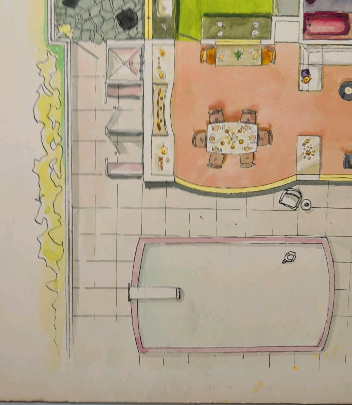 Full Color Artist Drawn House Floorplan