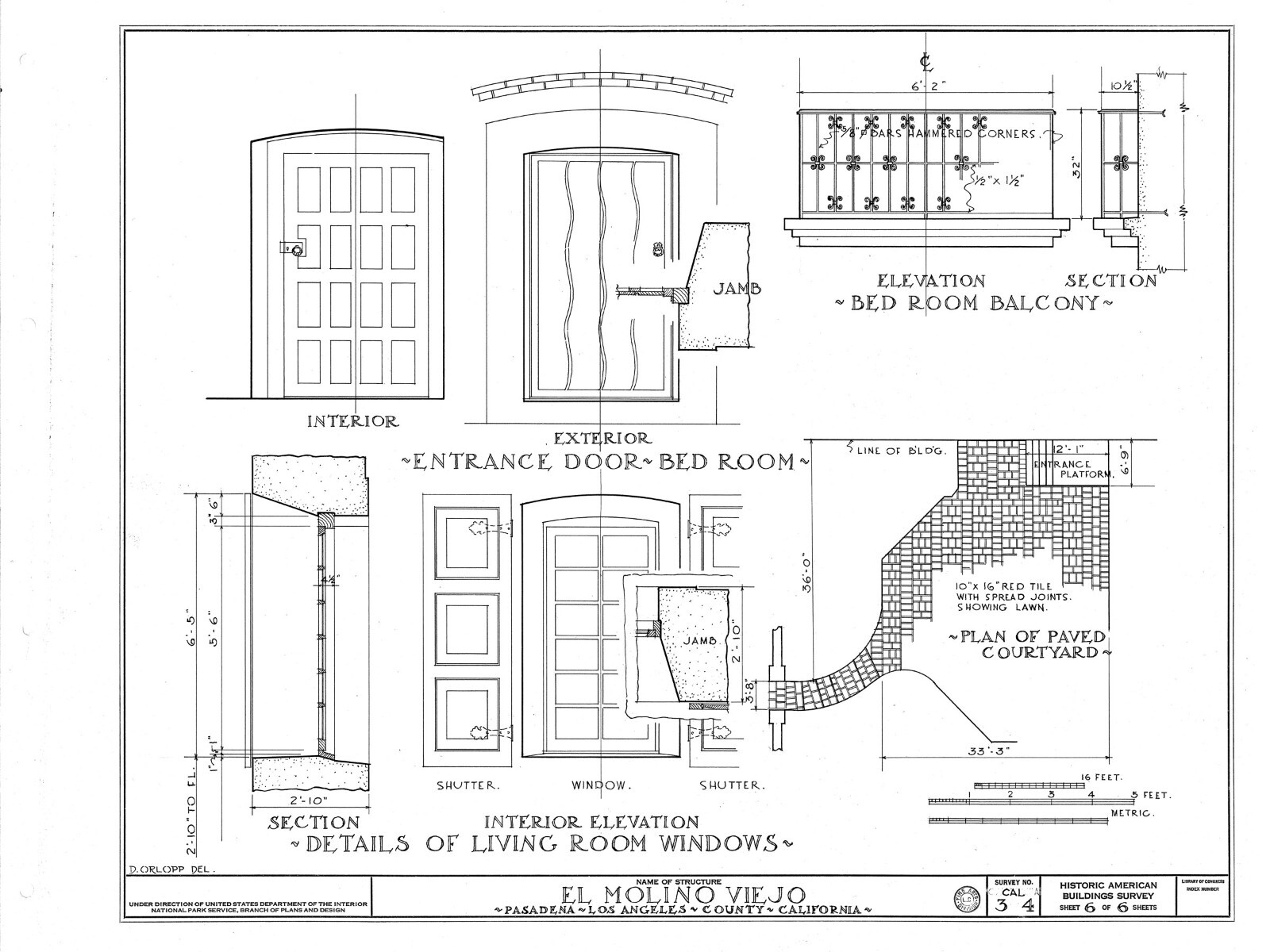 Southwest style architectural house plans, adobe home, tile roof, PRINTED PLANS