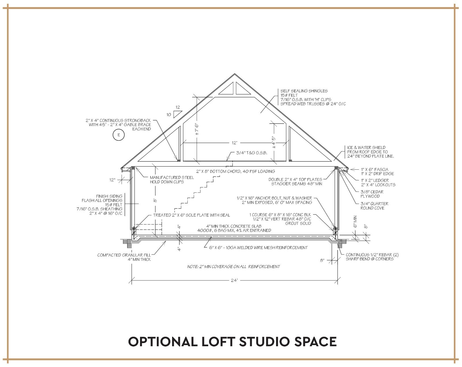 24′ X 24′ Two Car Garage with Loft Construction Plans – PDF Download