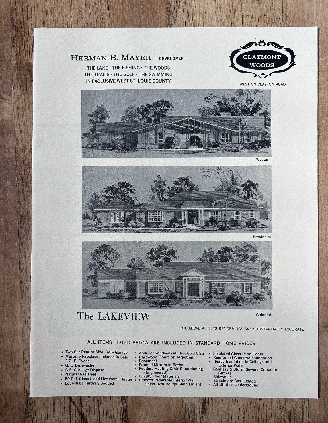 Claymont Woods Development Plans & Brochures 1970s – Chesterfield, Missouri