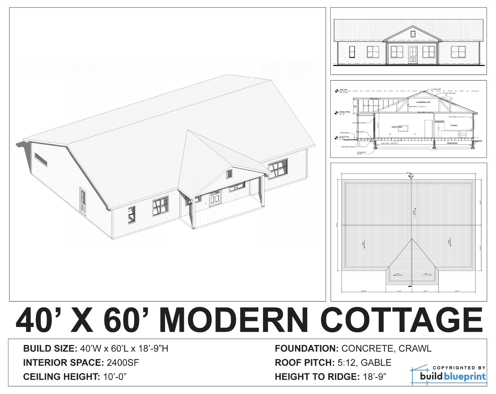 40′ x 60′ Modern House Architectural House Plans 4 Bedroom – PDF Download