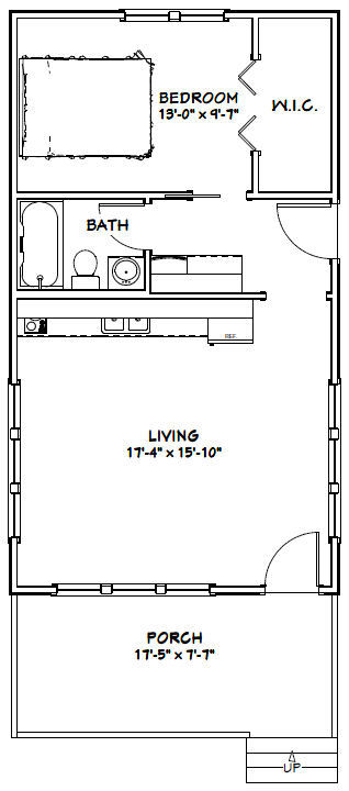 18×32 Tiny House — 576 sqft — PDF Floor Plan — Model 2B