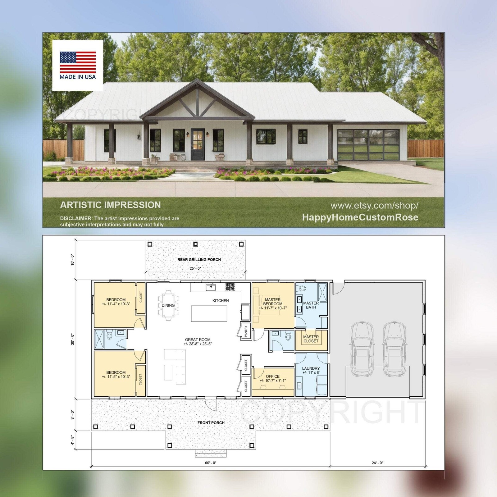Harvest Farmstead Modern House Open Plan Design 84 x 30 – 3 Bed 2.5 Bath 2 Car –